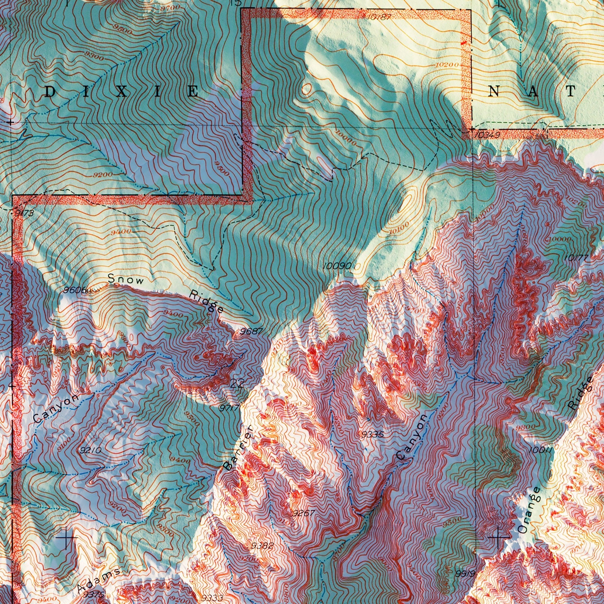 Cedar Breaks 1936 Shaded Relief Map - Muir Way - Vintage Relief