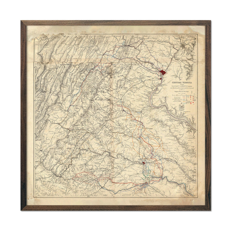 Central Virginia Map Showing Lieutenant General U.S. Grant's Campaign - Muir Way - Vintage Map