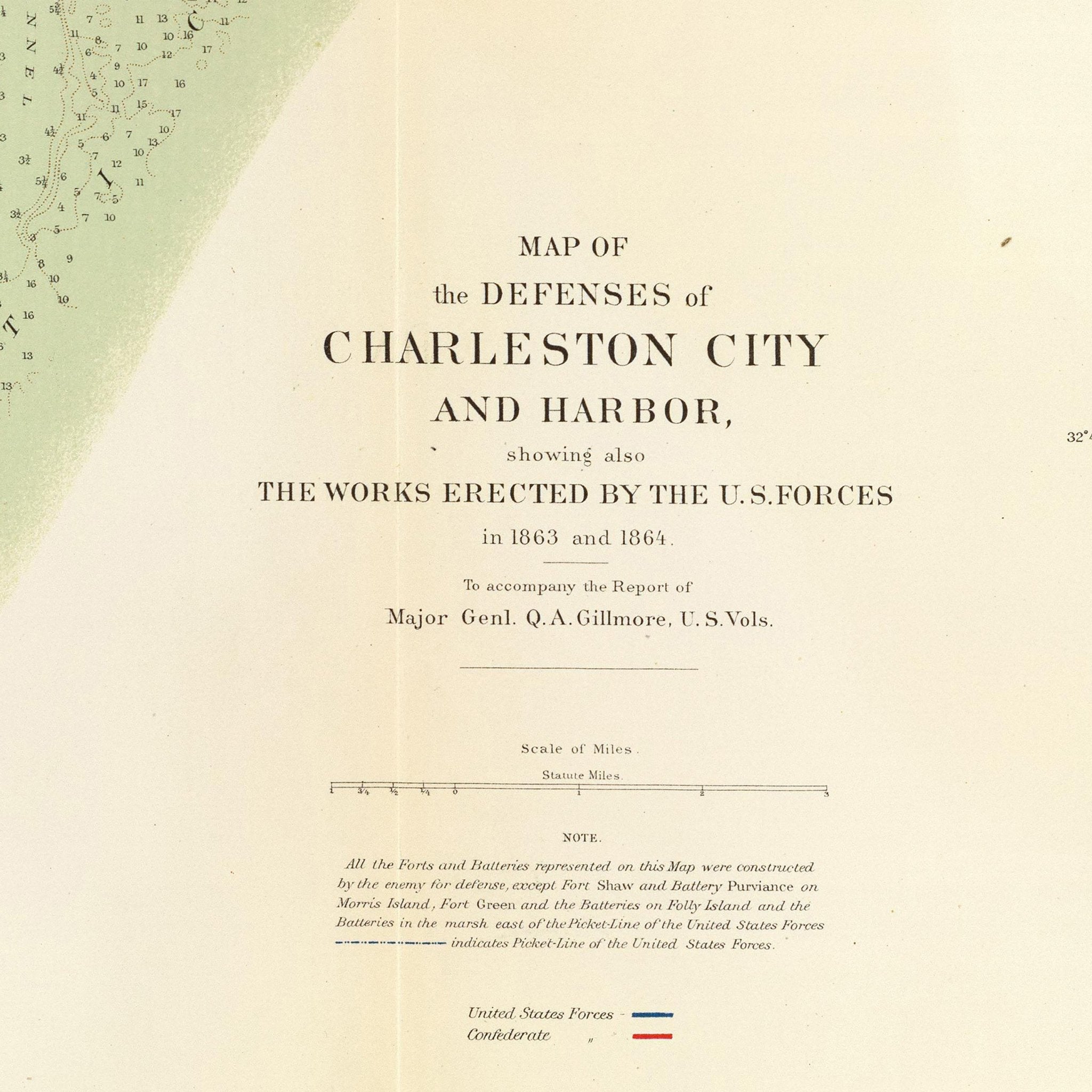 Charleston Defenses, Belmont Battlefield - Muir Way - Vintage Map