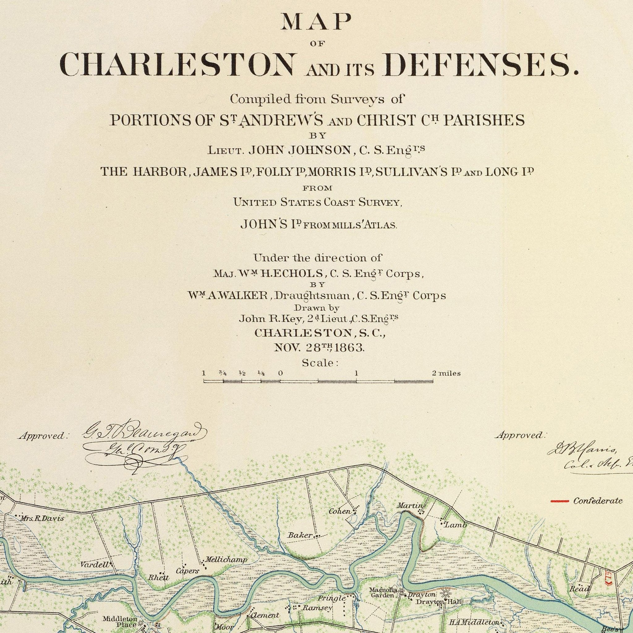 Charleston Defenses - Muir Way - Vintage Map