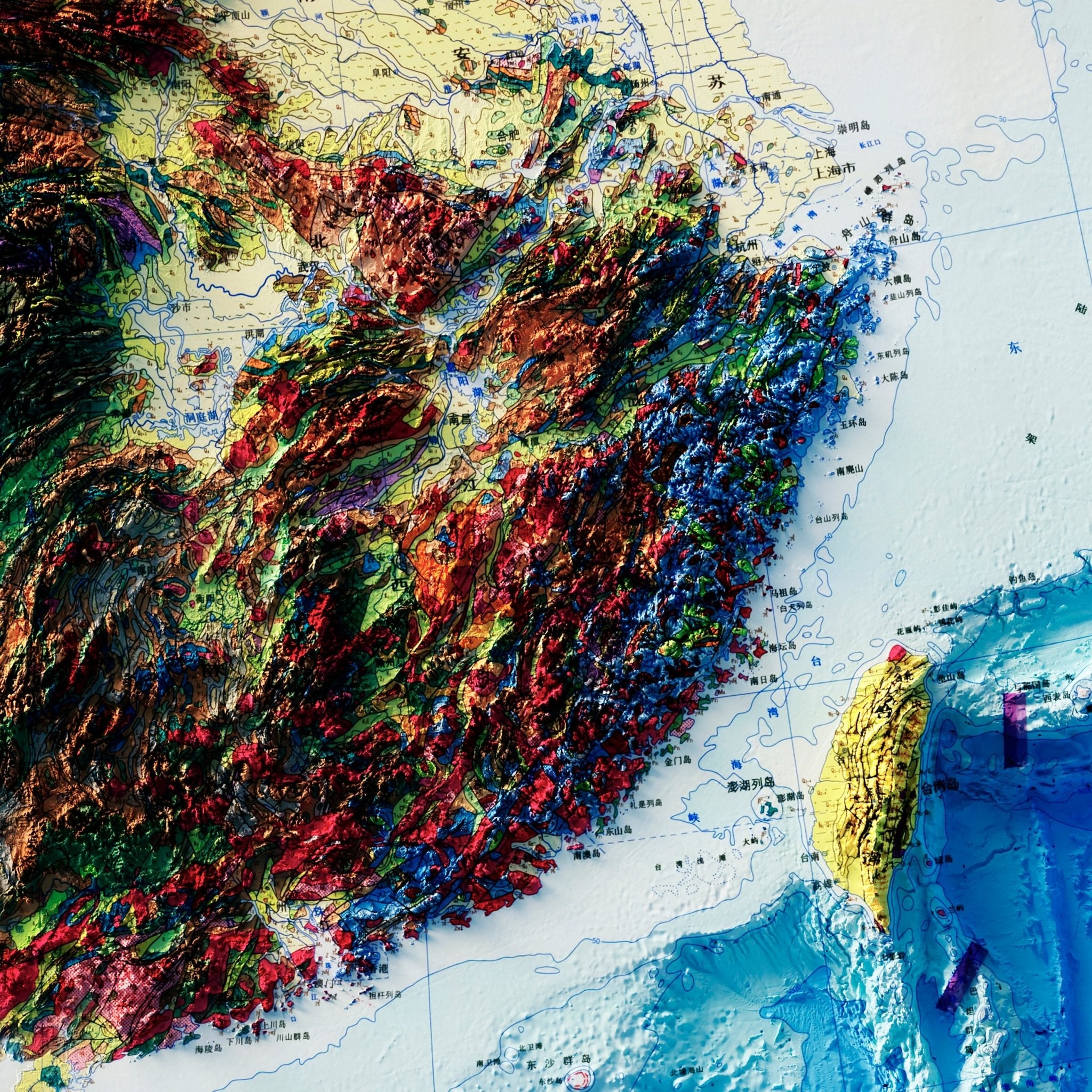 China 1989 Shaded Relief Map - Muir Way - Vintage Relief