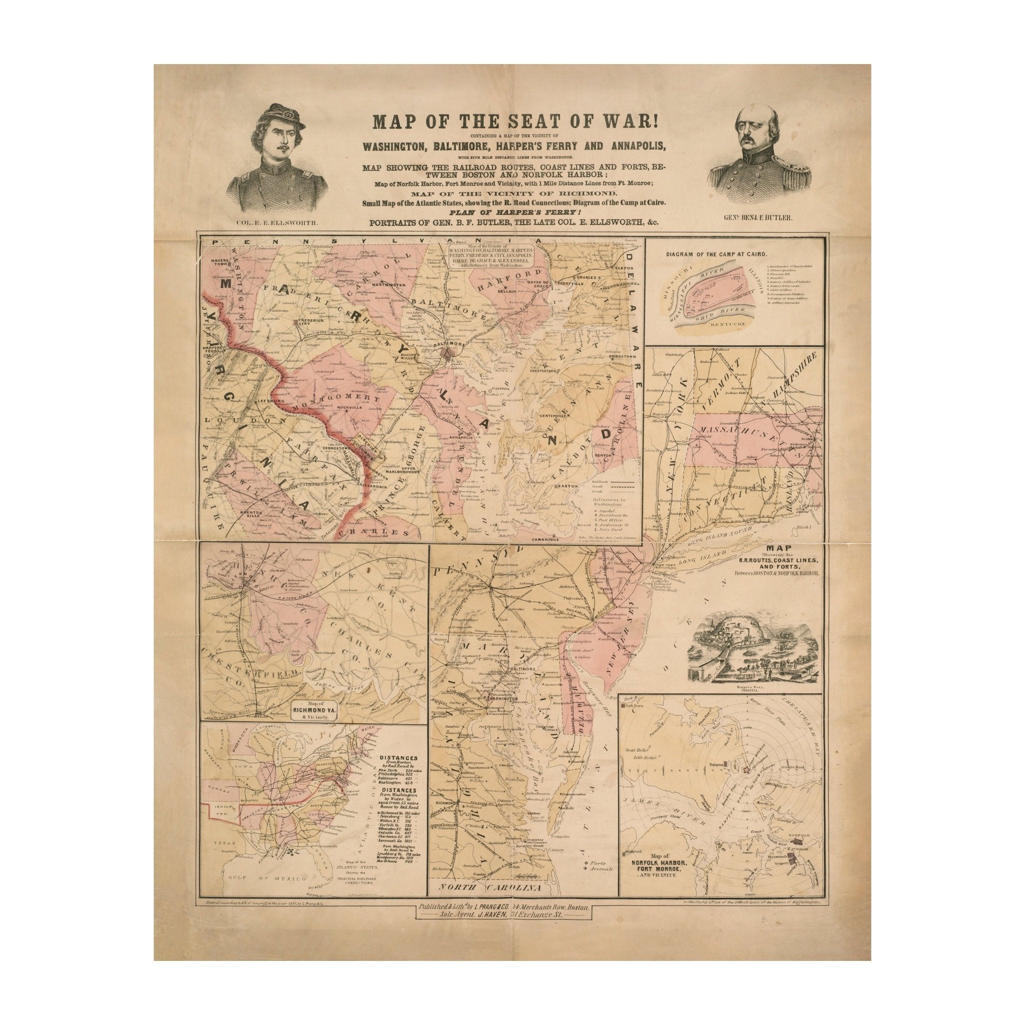 Map of the Seat of War 1861 - Muir Way - Vintage Map