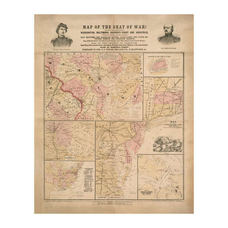 Map of the Seat of War 1861 - Muir Way - Vintage Map