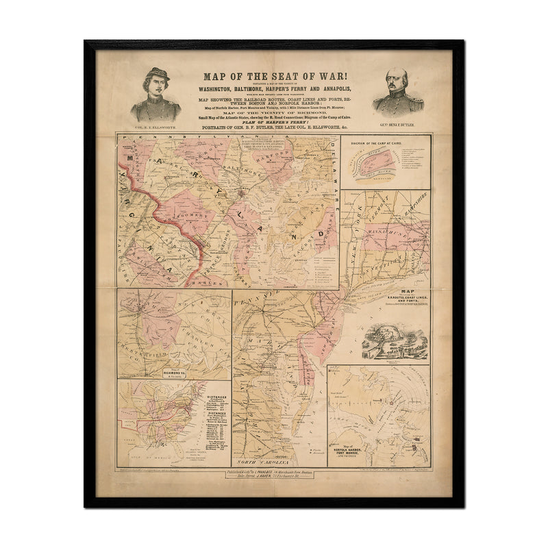 Map of the Seat of War 1861 - Muir Way - Vintage Map