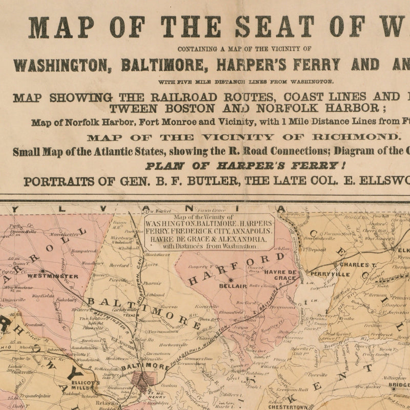 Map of the Seat of War 1861 - Muir Way - Vintage Map