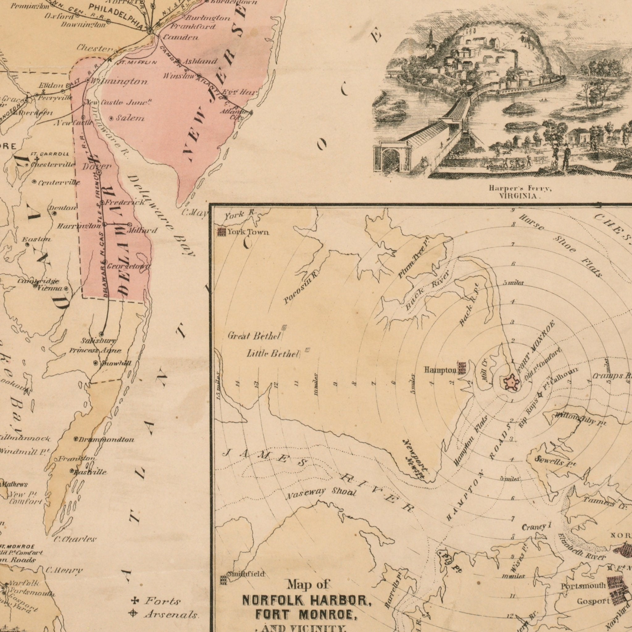 Map of the Seat of War 1861 - Muir Way - Vintage Map