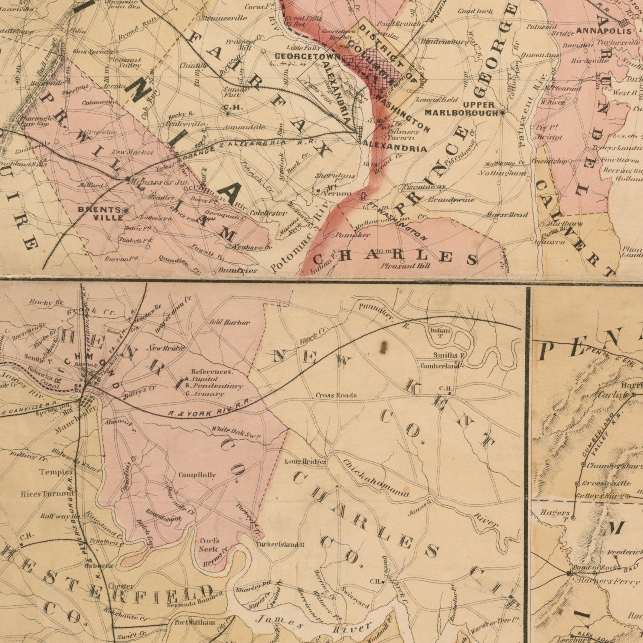 Map of the Seat of War 1861 - Muir Way - Vintage Map