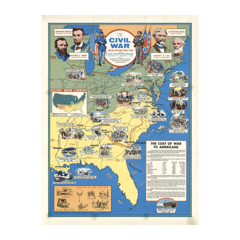 Civil War Battle Map Print Showcasing Us Civil War Visual History