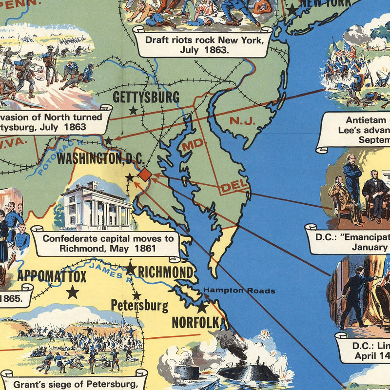 Civil War Visual History Map - Muir Way - Vintage Map