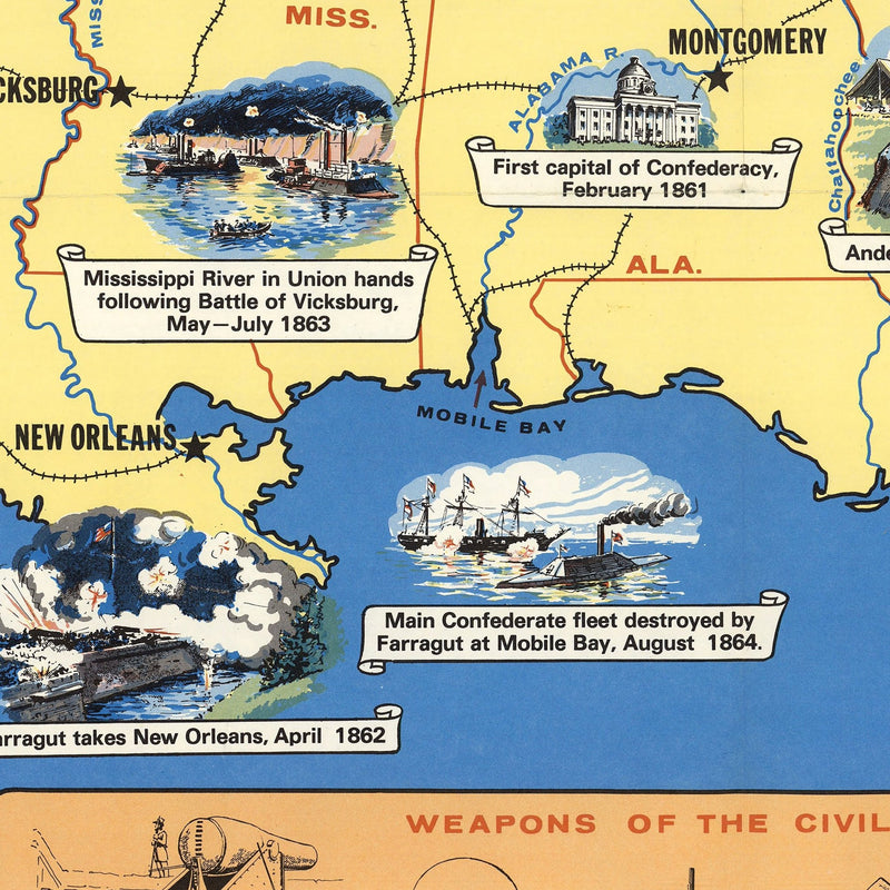 Civil War Visual History Map - Muir Way - Vintage Map