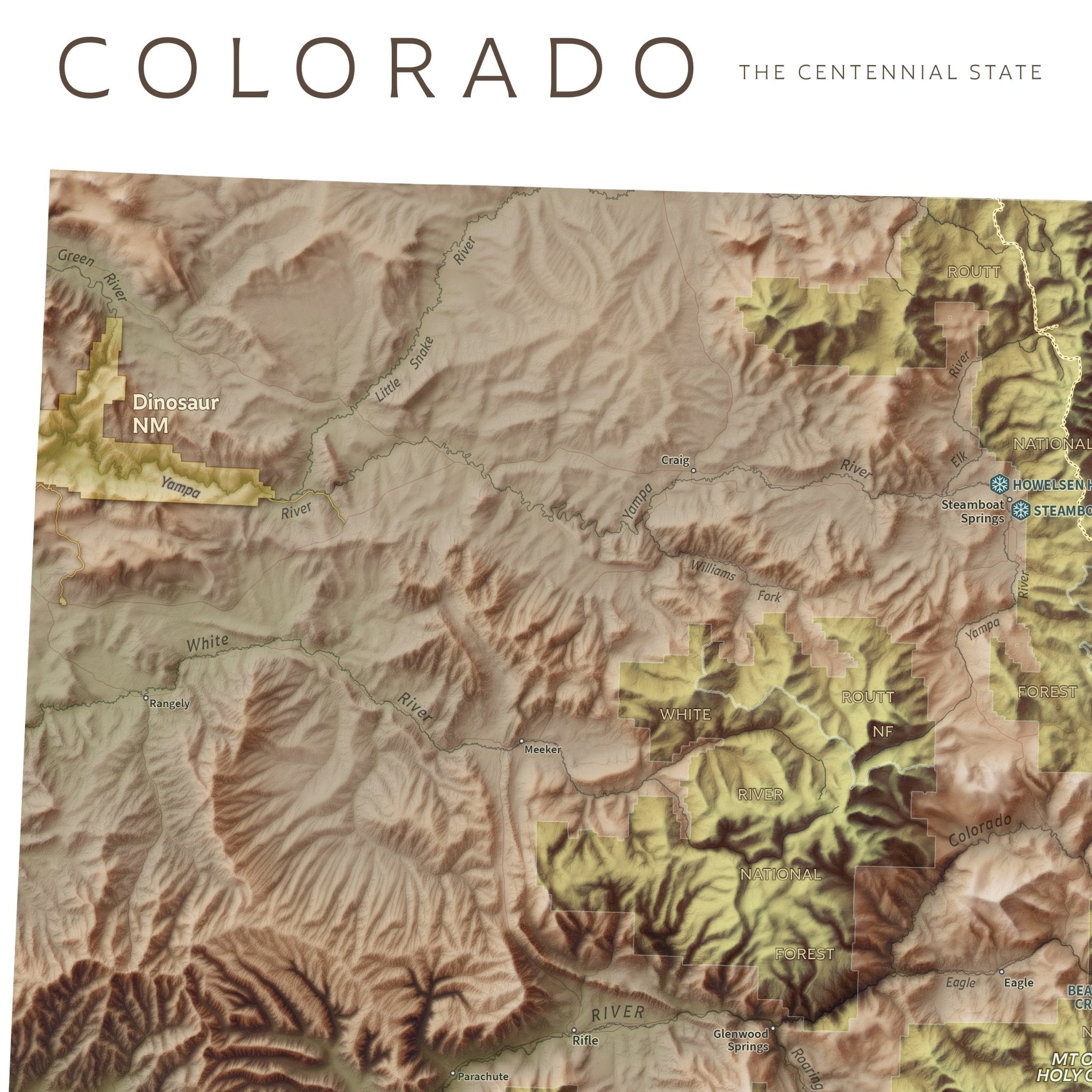 Colorado "14ers" Shaded Relief Map - Muir Way - Natural Atlas