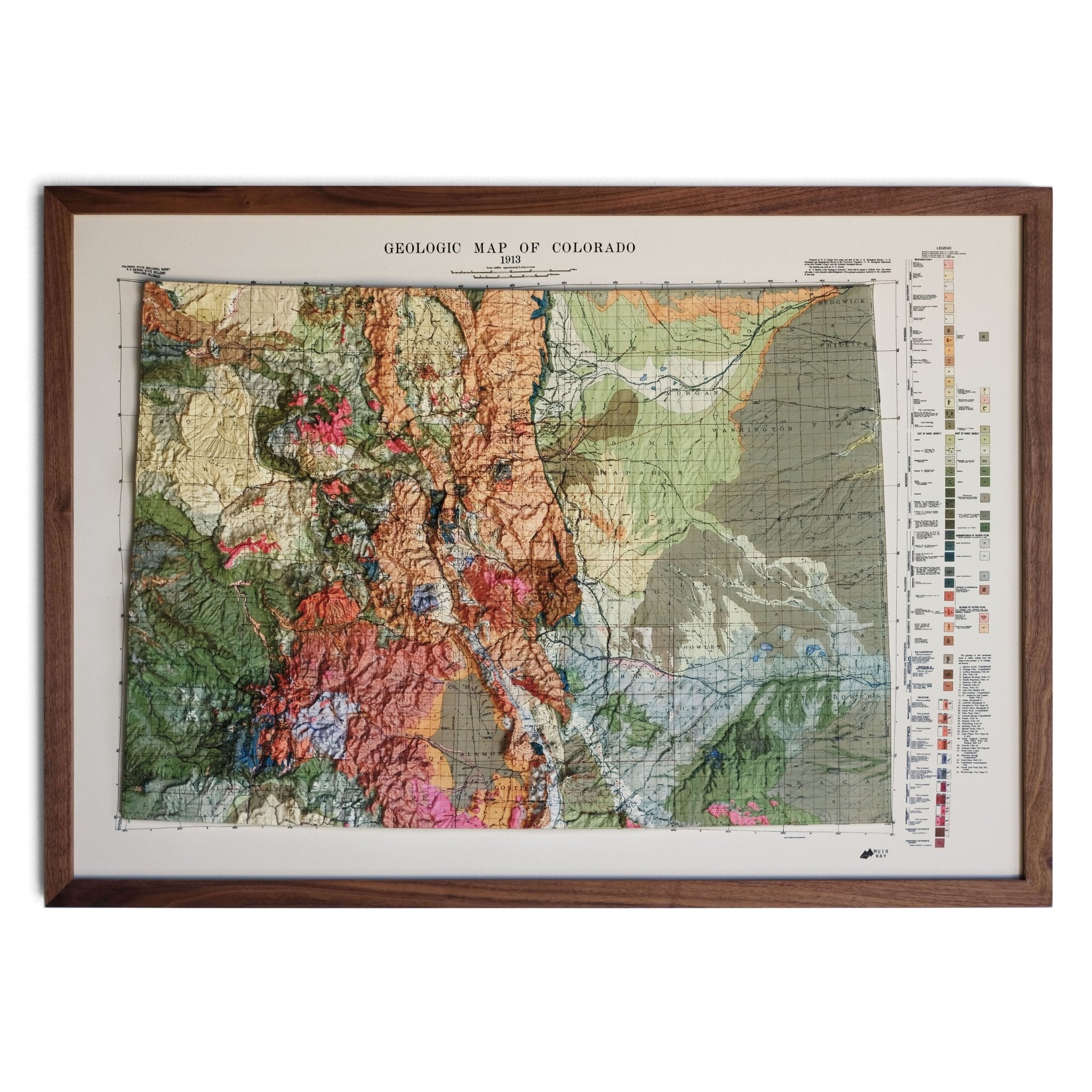 Colorado 1913 3D Raised Relief Map - Muir Way - 3D