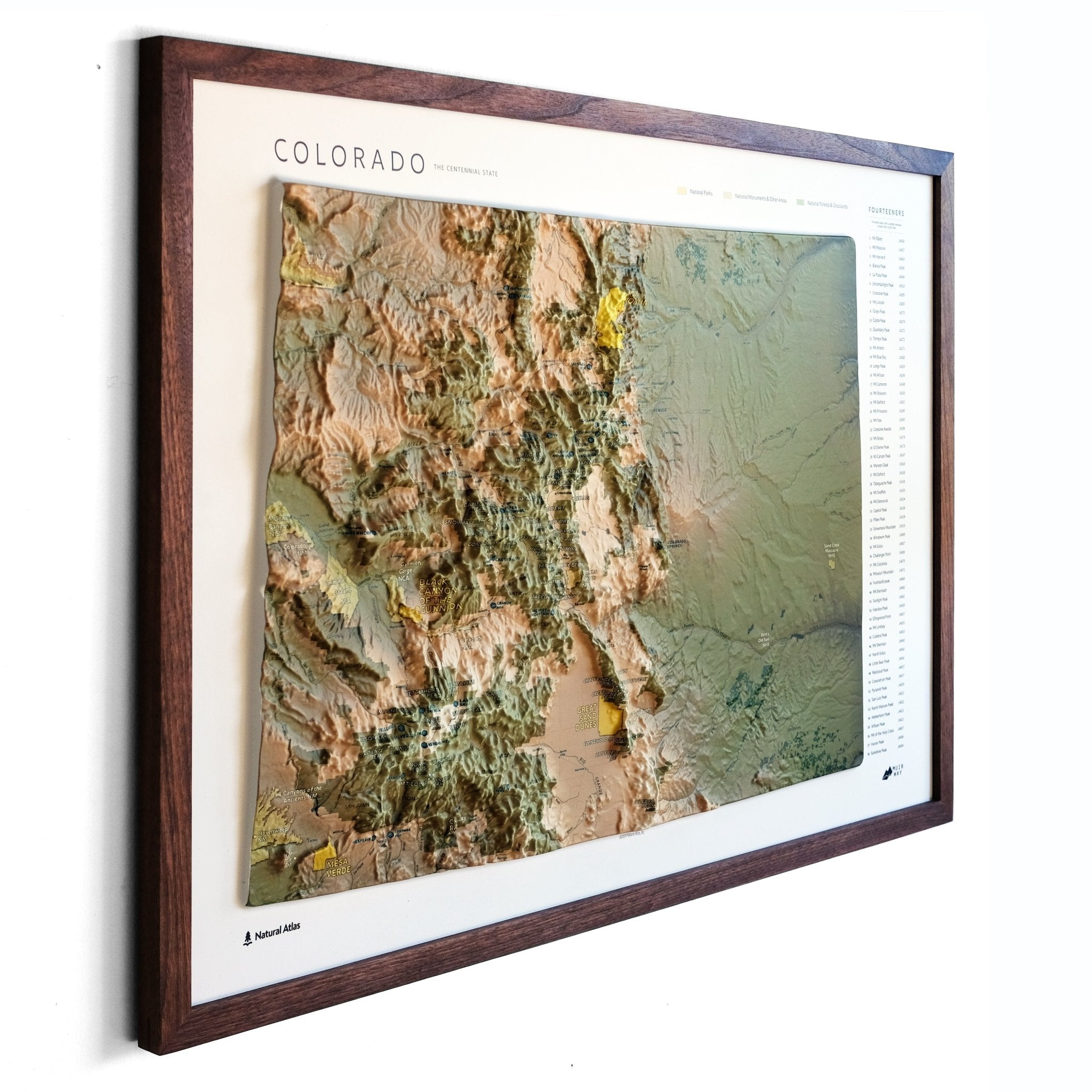 Colorado 14ers 3D Raised Relief Map - Muir Way - Natural Atlas