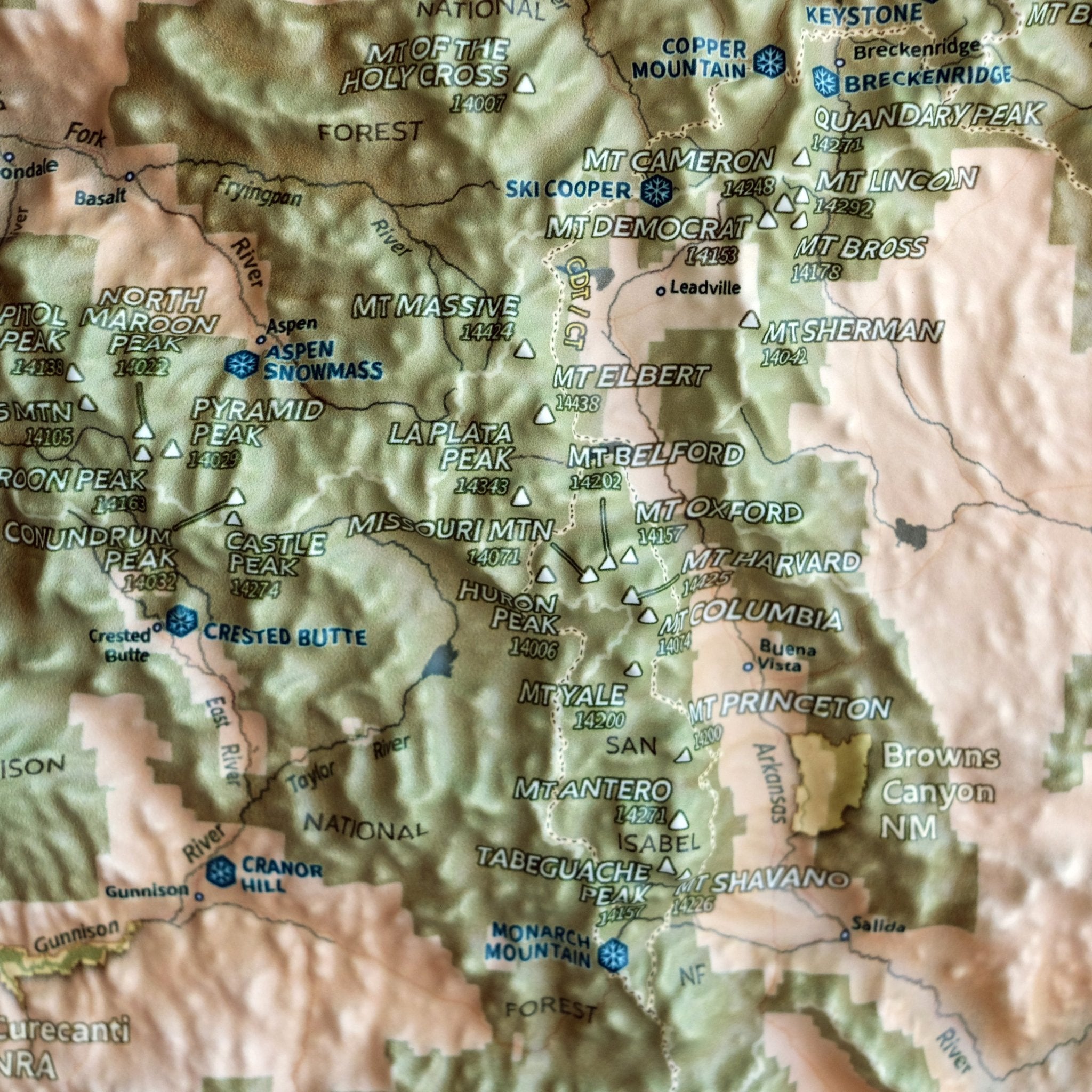 Colorado 14ers 3D Raised Relief Map - Muir Way - Natural Atlas