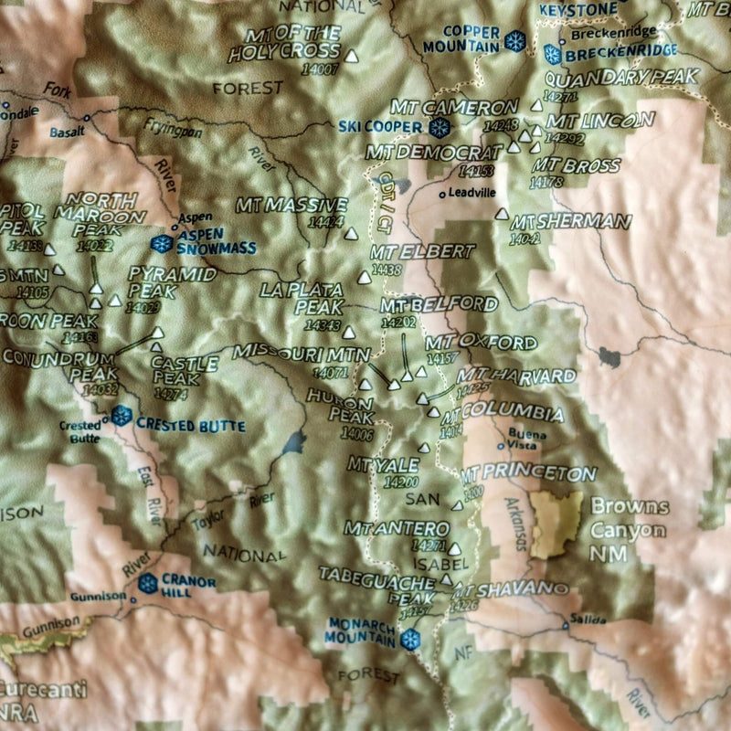 Colorado 14ers 3D Raised Relief Map - Muir Way - Natural Atlas