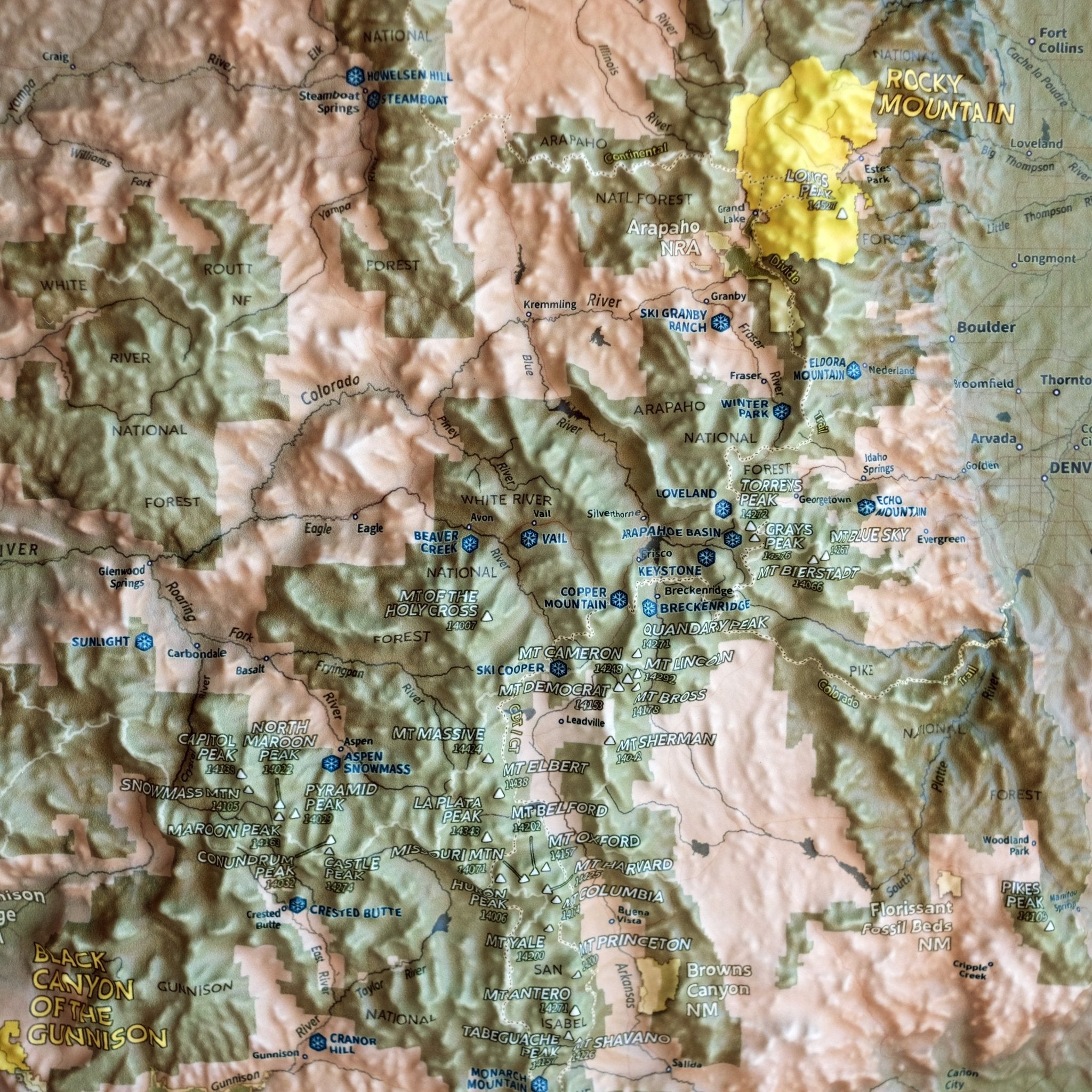 Colorado 14ers 3D Raised Relief Map - Muir Way - Natural Atlas