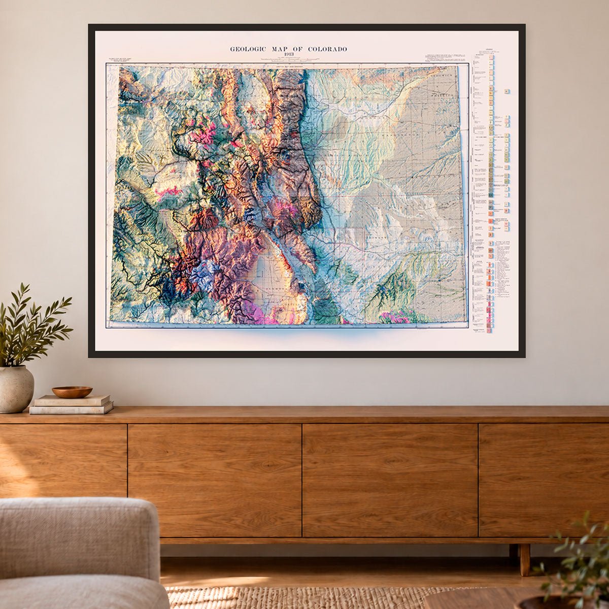 Colorado 1913 Shaded Relief Map – XL Canvas - Muir Way - XL Canvas