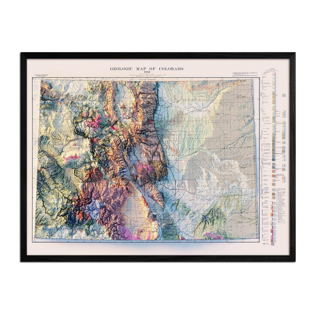 Buy a 1913 Vintage Colorado Map | Shaded Relief Map from Muir Way