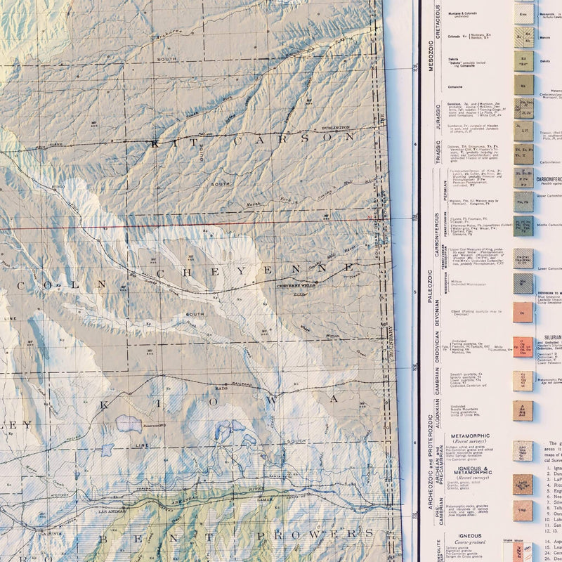 Colorado 1913 Shaded Relief Map - Muir Way - Vintage Relief