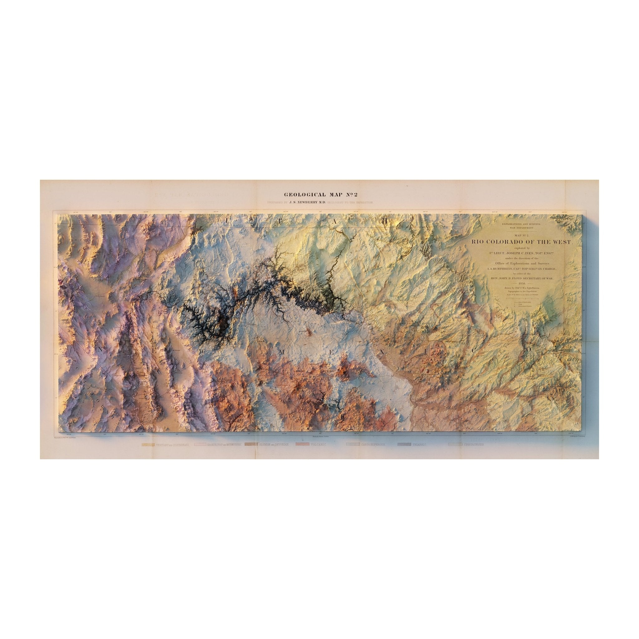 Colorado River 1858 Shaded Relief Map - Muir Way - Vintage Relief