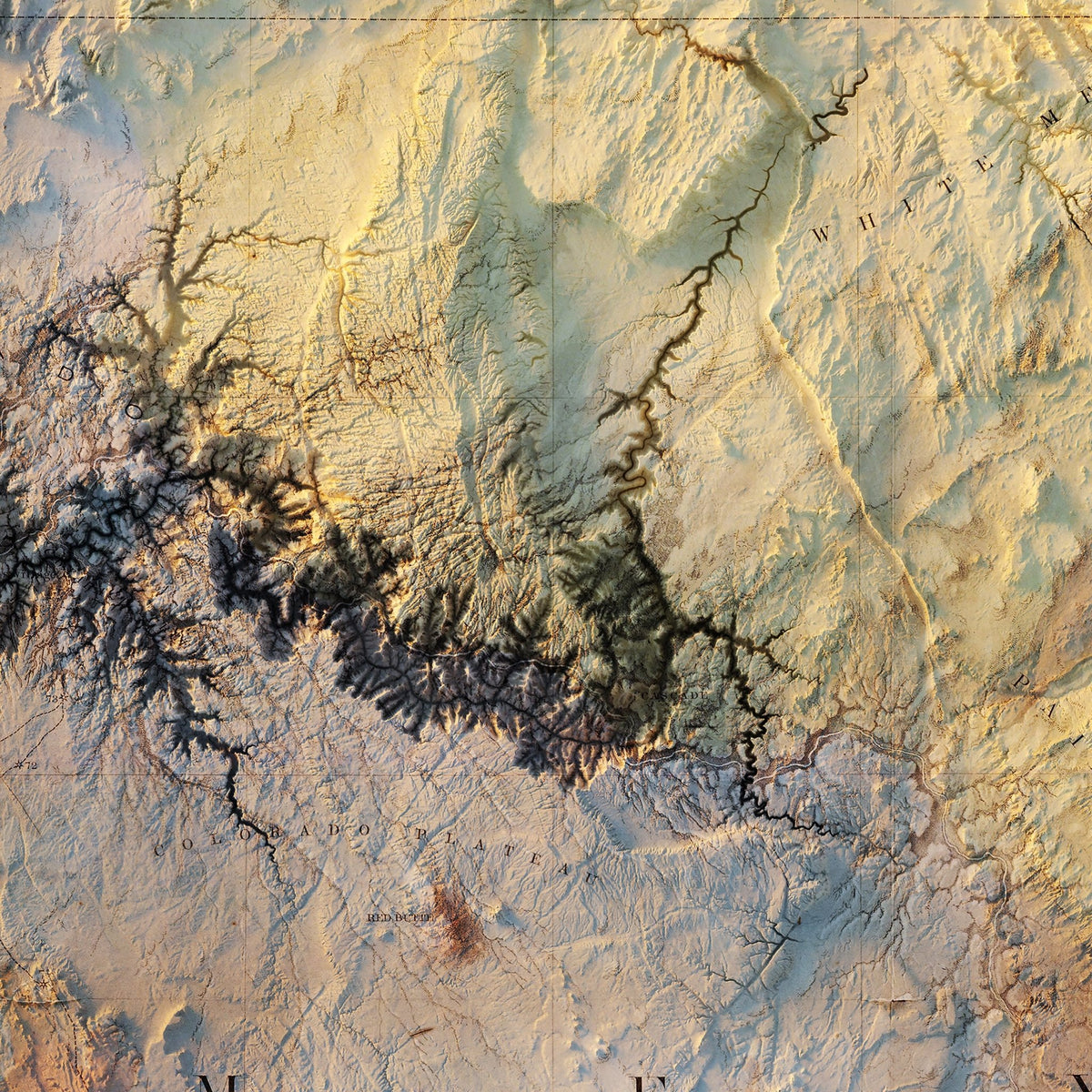 Colorado River 1858 Shaded Relief Map | Vintage Print – Muir Way