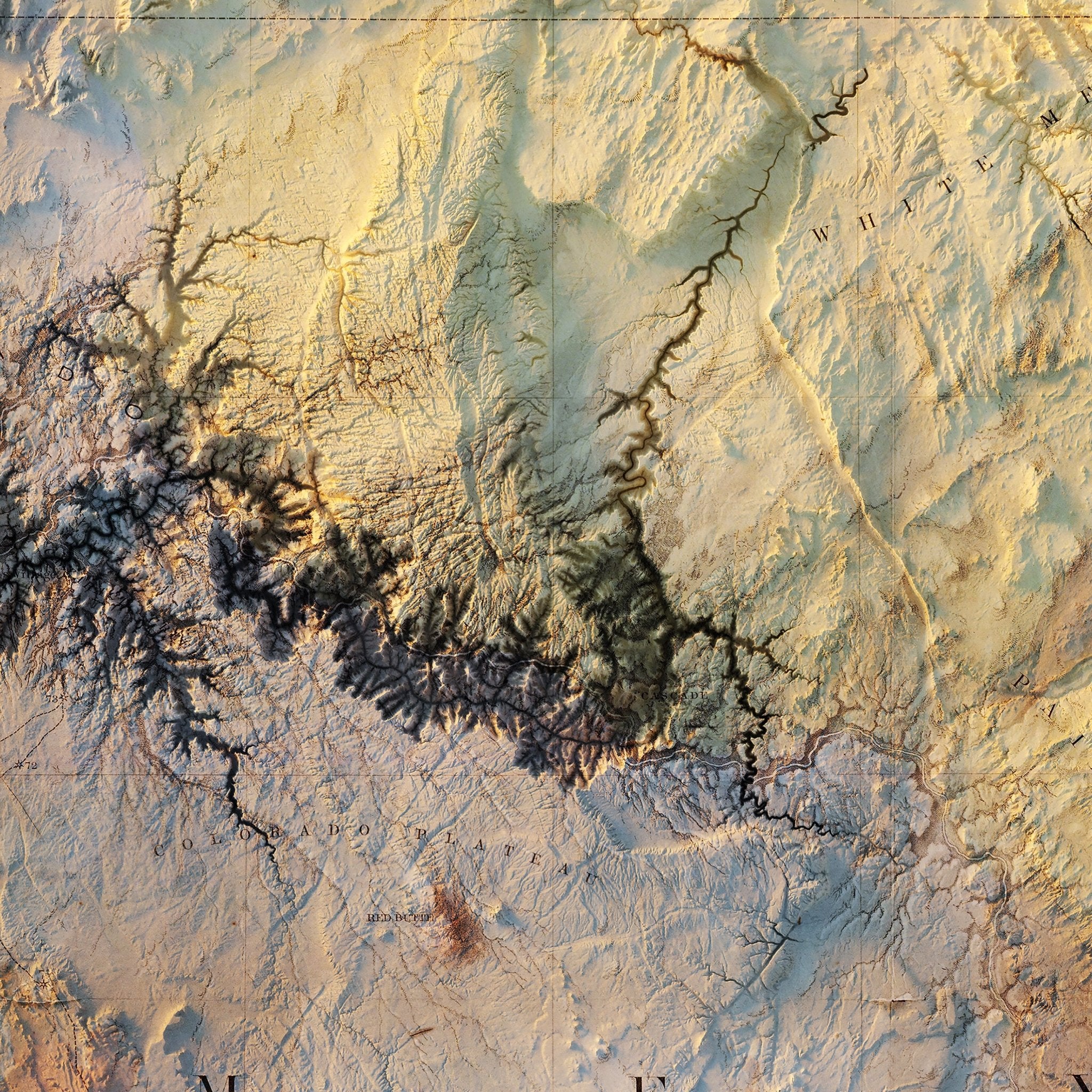 Colorado River 1858 Shaded Relief Map - Muir Way - Vintage Relief
