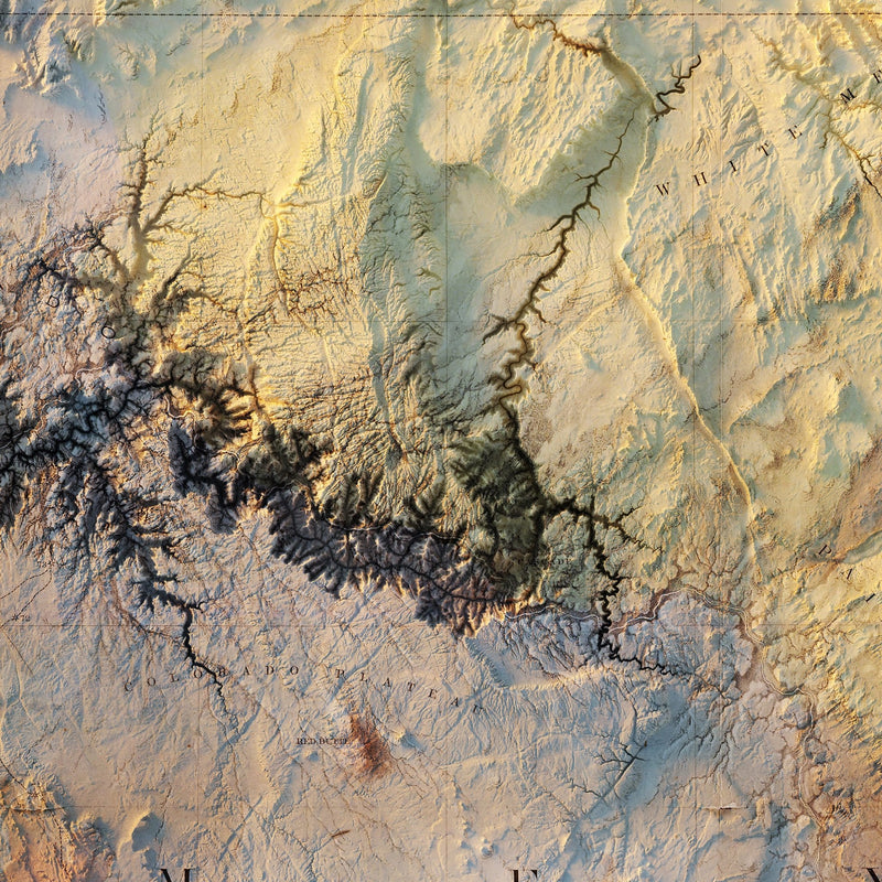 Colorado River 1858 Shaded Relief Map - Muir Way - Vintage Relief