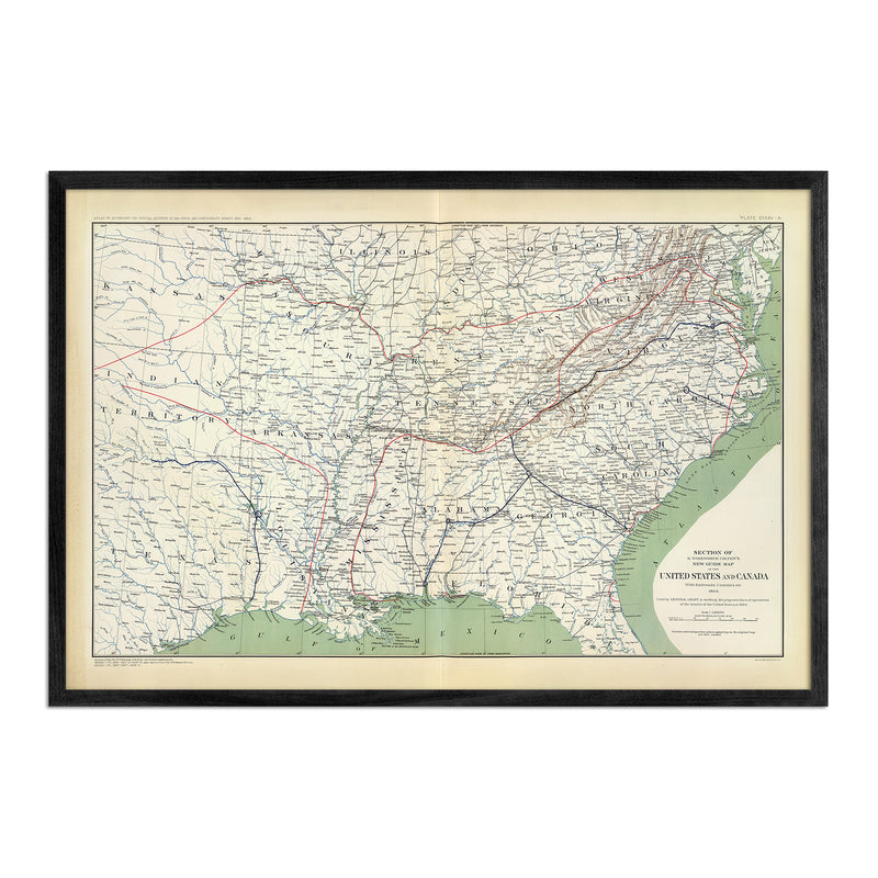 Colton's US Section Map 1863 - Muir Way - Vintage Map