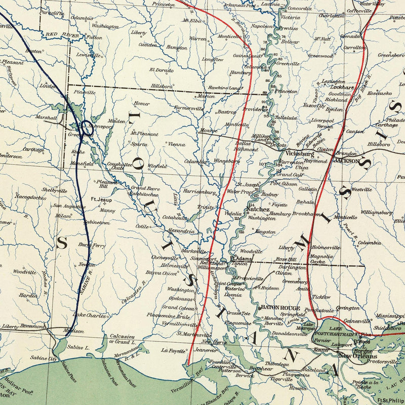 Colton's US Section Map 1863 - Muir Way - Vintage Map