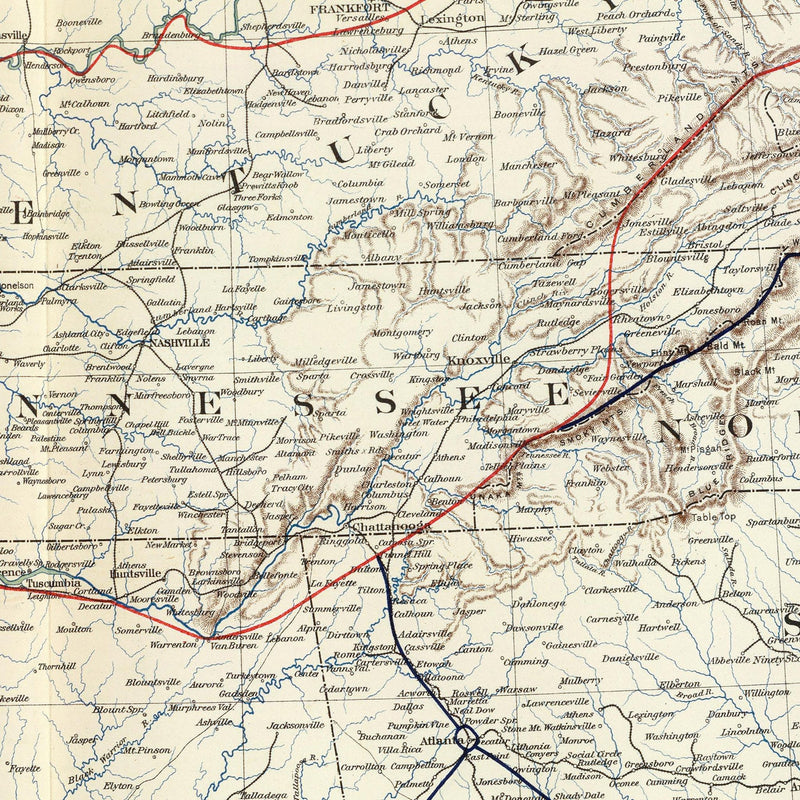 Colton's US Section Map 1863 - Muir Way - Vintage Map
