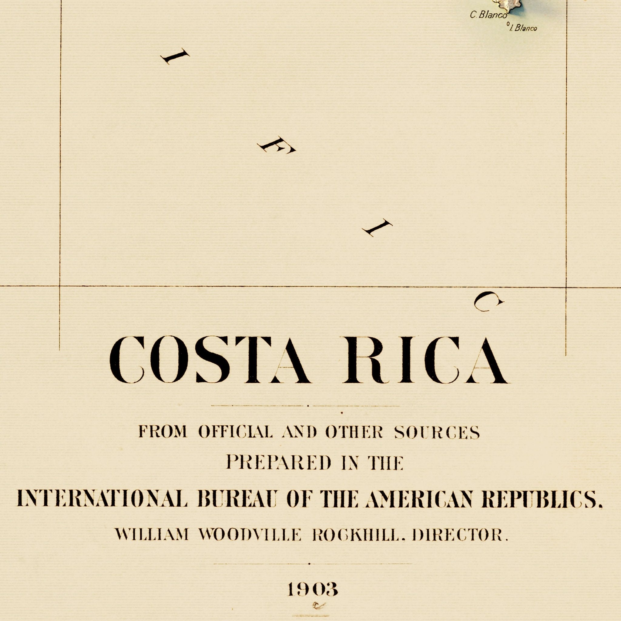 Costa Rica 1903 Shaded Relief Map - Muir Way - Vintage Relief