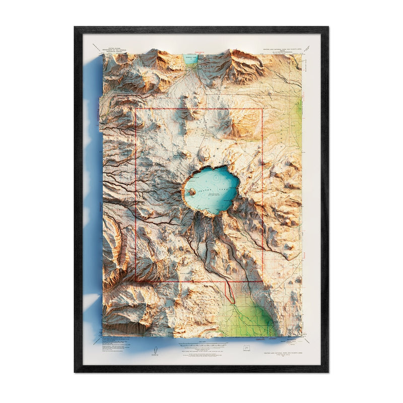 Crater Lake 1956 Shaded Relief Map - Muir Way - Vintage Relief
