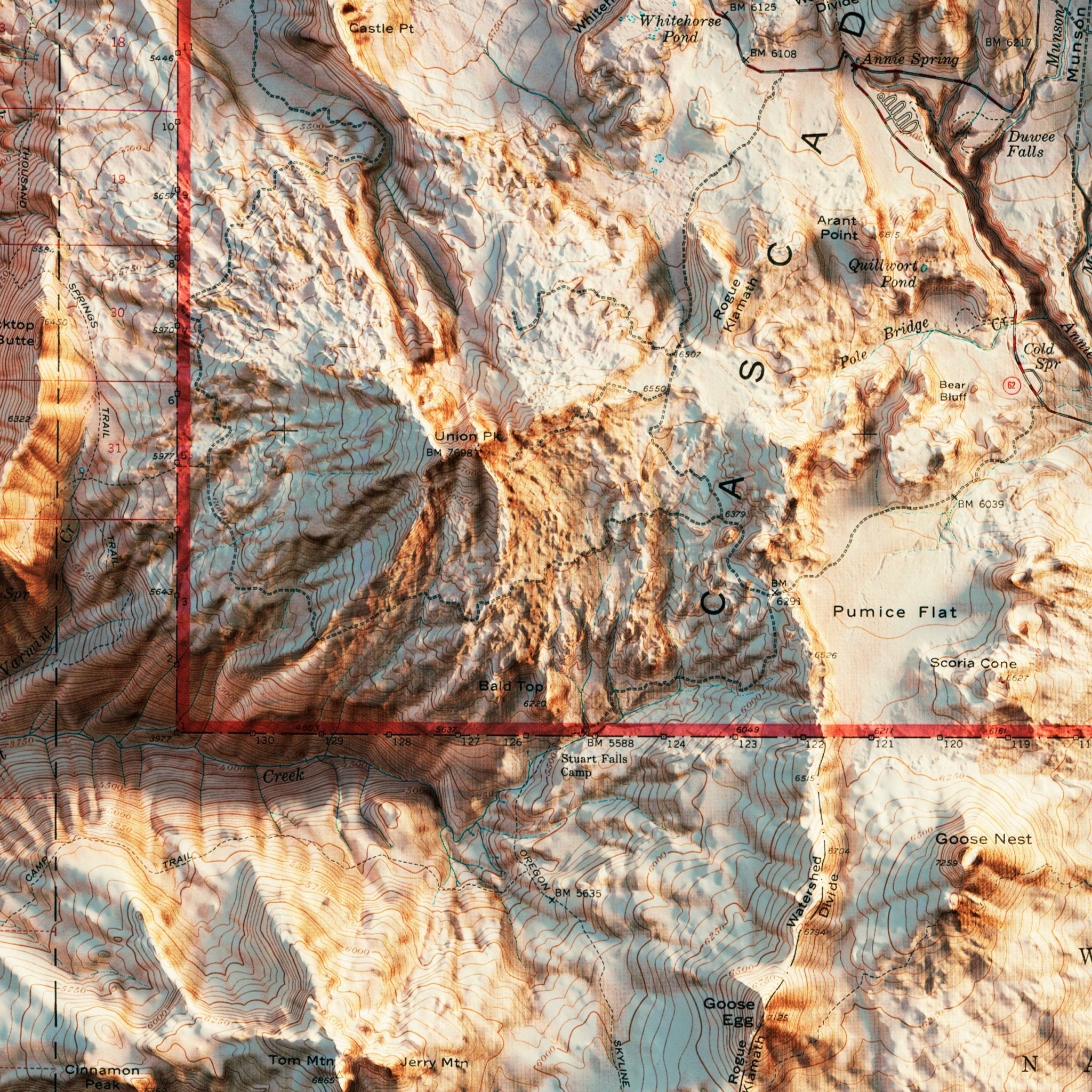 Crater Lake 1956 Shaded Relief Map - Muir Way - Vintage Relief