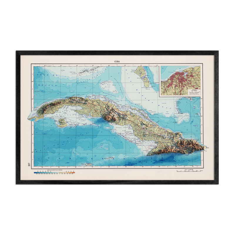 Cuba 1967 Shaded Relief Map - Muir Way - Vintage Relief