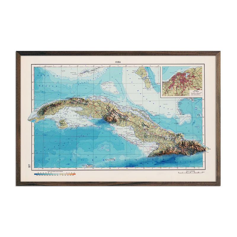 Cuba 1967 Shaded Relief Map - Muir Way - Vintage Relief