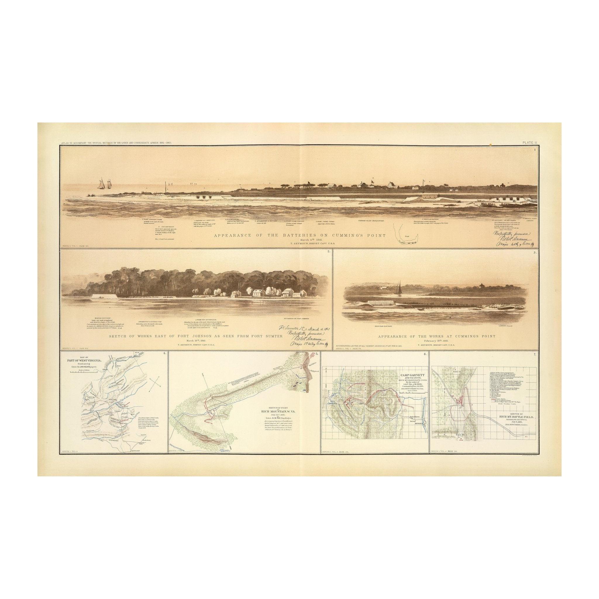 Cumming's Point Batteries - Muir Way - Vintage Map
