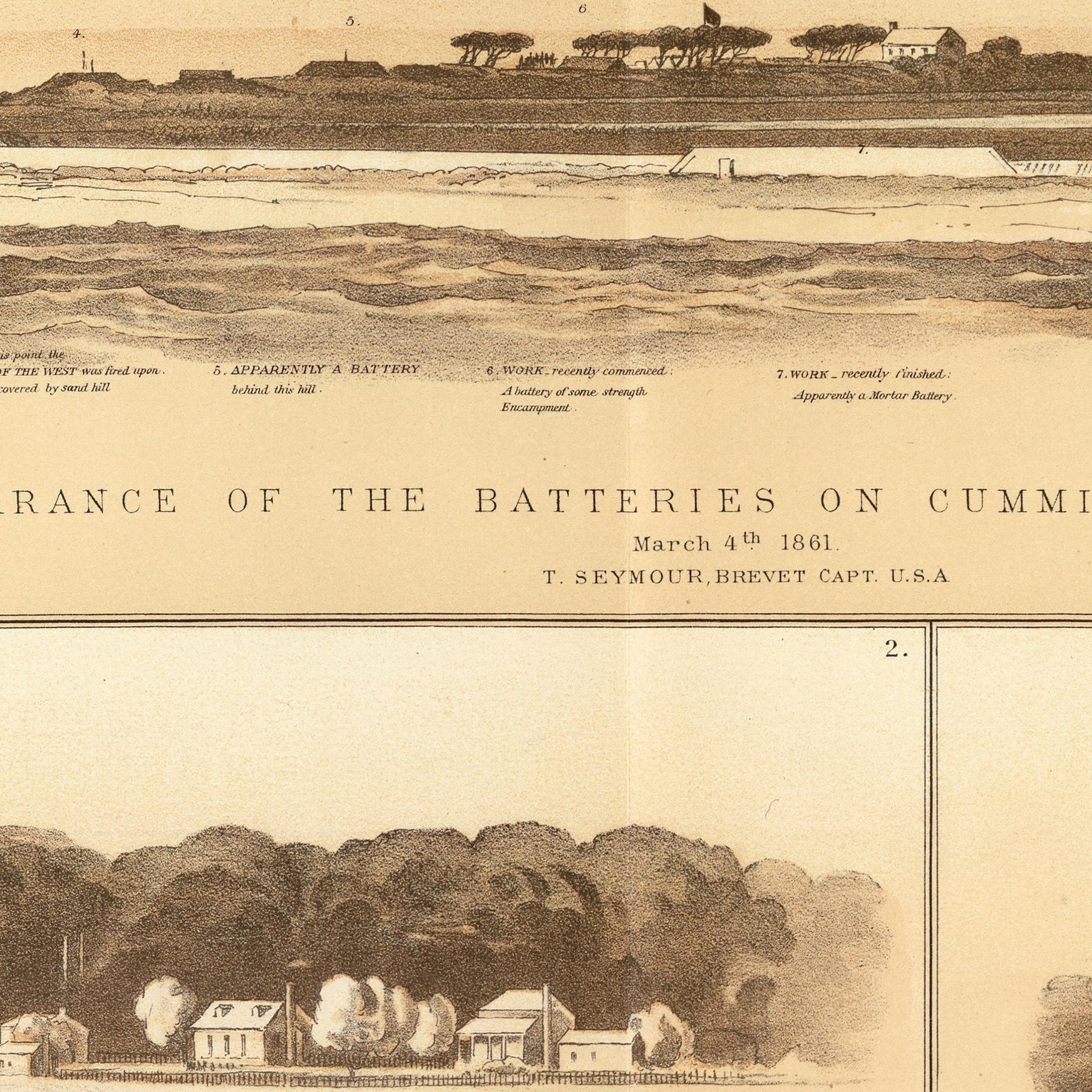 Cumming's Point Batteries - Muir Way - Vintage Map