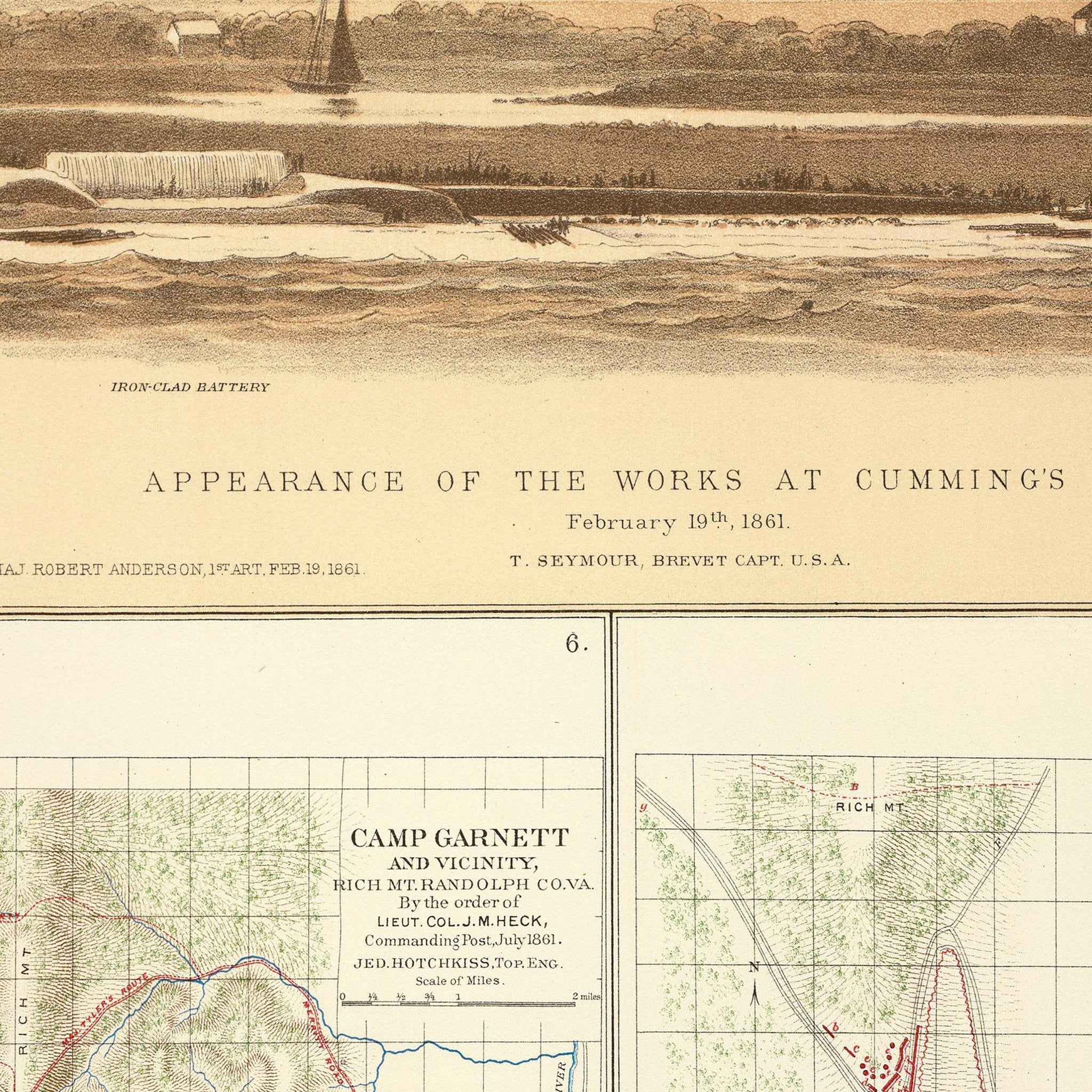 Cumming's Point Batteries - Muir Way - Vintage Map
