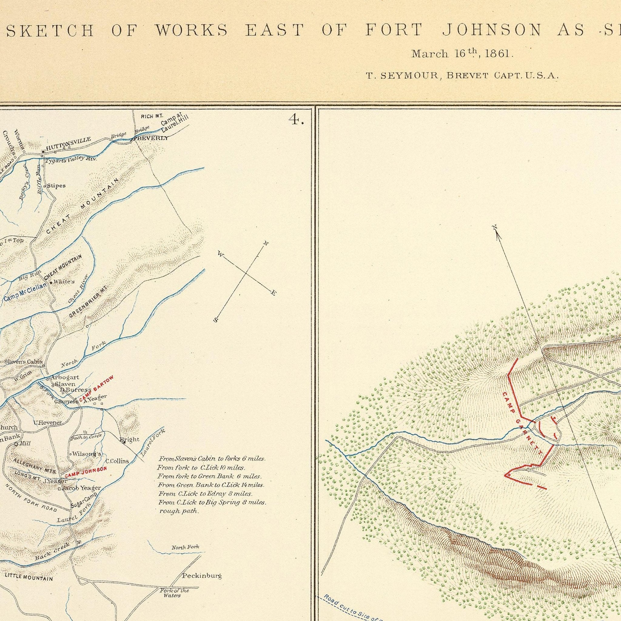 Cumming's Point Batteries - Muir Way - Vintage Map