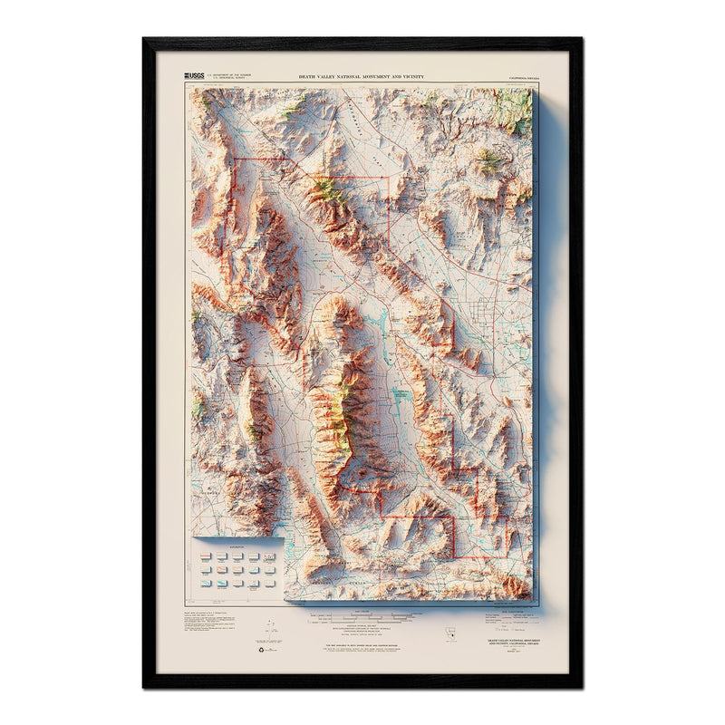 Death Valley 1977 Shaded Relief Map - Muir Way - Vintage Relief