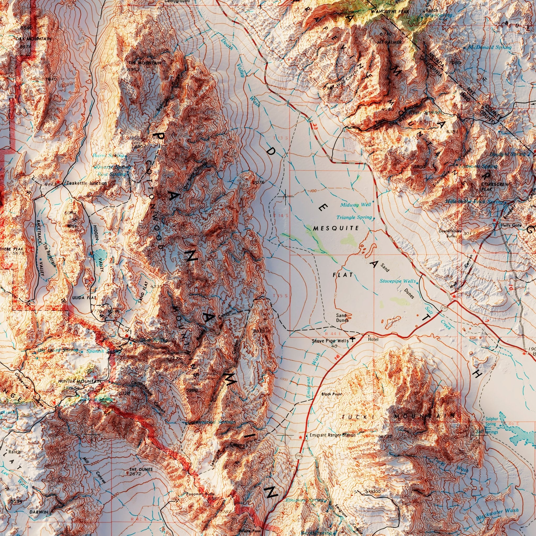 Death Valley 1977 Shaded Relief Map - Muir Way - Vintage Relief