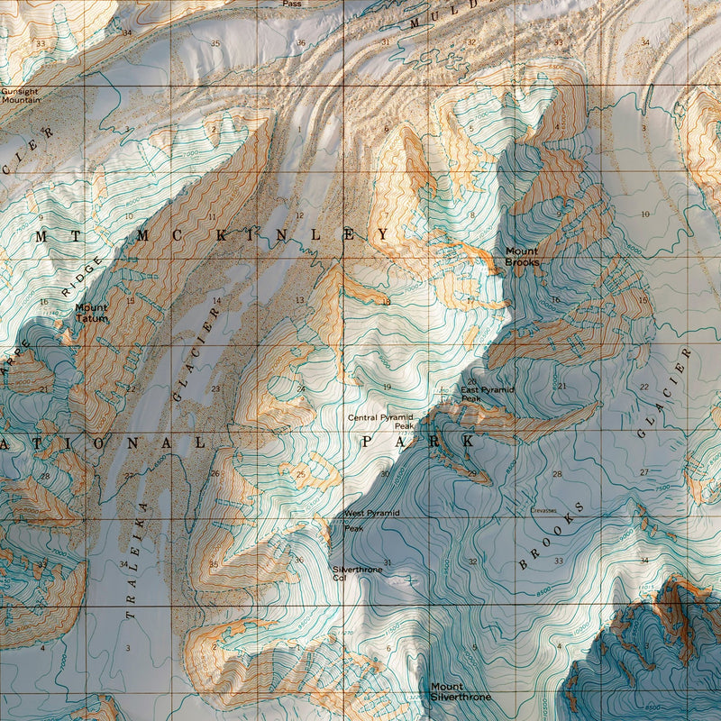 Denali, AK 1954 Shaded Relief Map - Muir Way - Vintage Relief