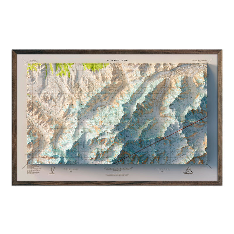 Denali, AK 1954 Shaded Relief Map - Muir Way - Vintage Relief