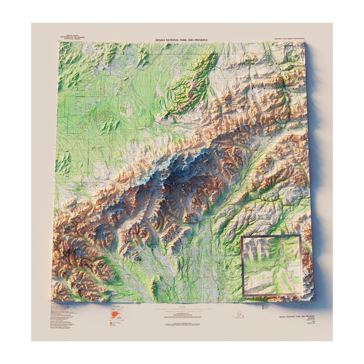 Vintage Denali National Park Relief Map (1986) | Muir Way