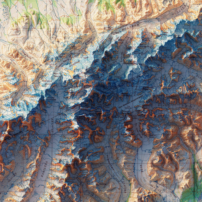 Denali National Park 1986 Shaded Relief Map - Muir Way - Vintage Relief