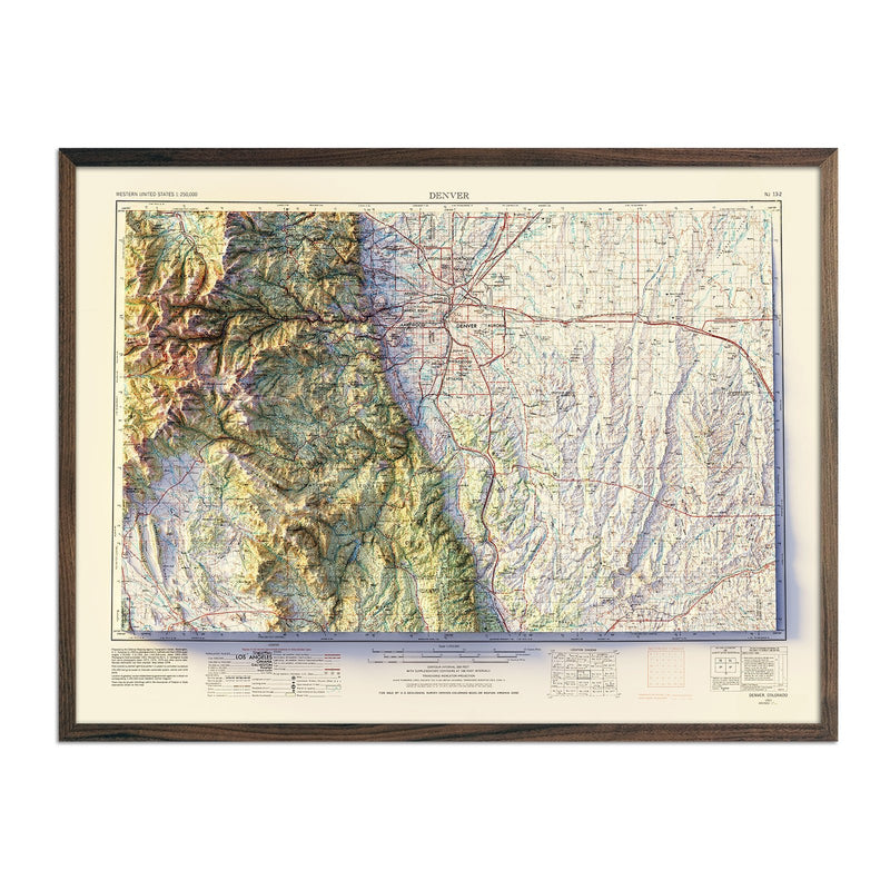 Denver, CO 1953 Shaded Relief Map - Muir Way - Vintage Relief