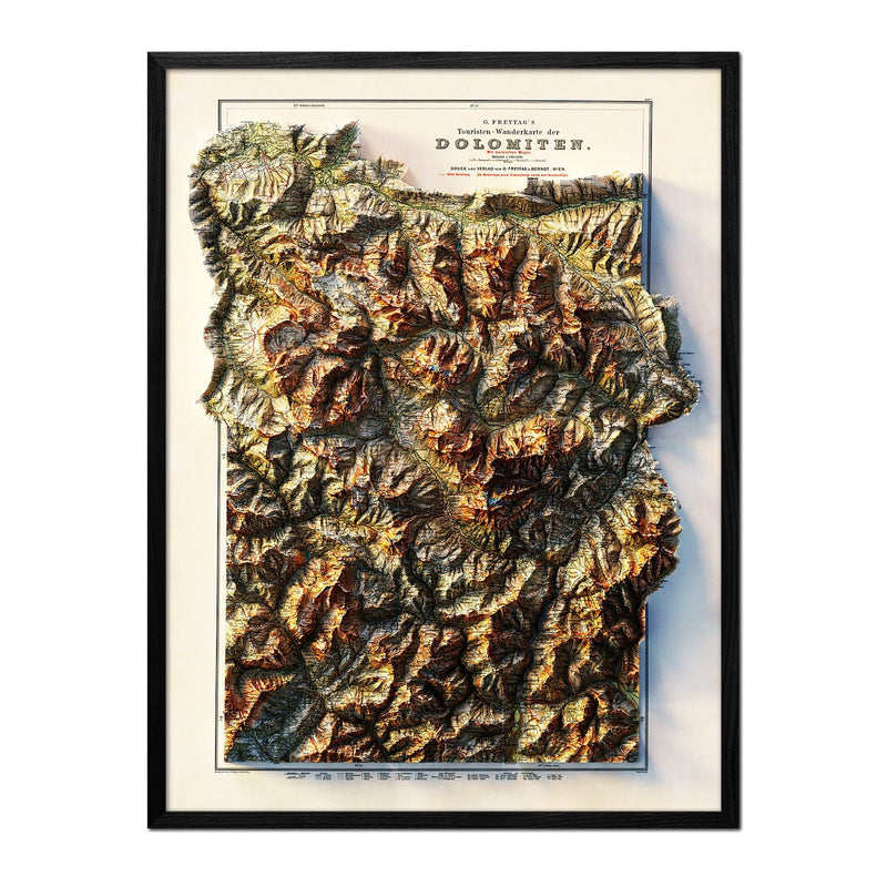 Dolomites 1904 Shaded Relief Map - Muir Way - Vintage Relief