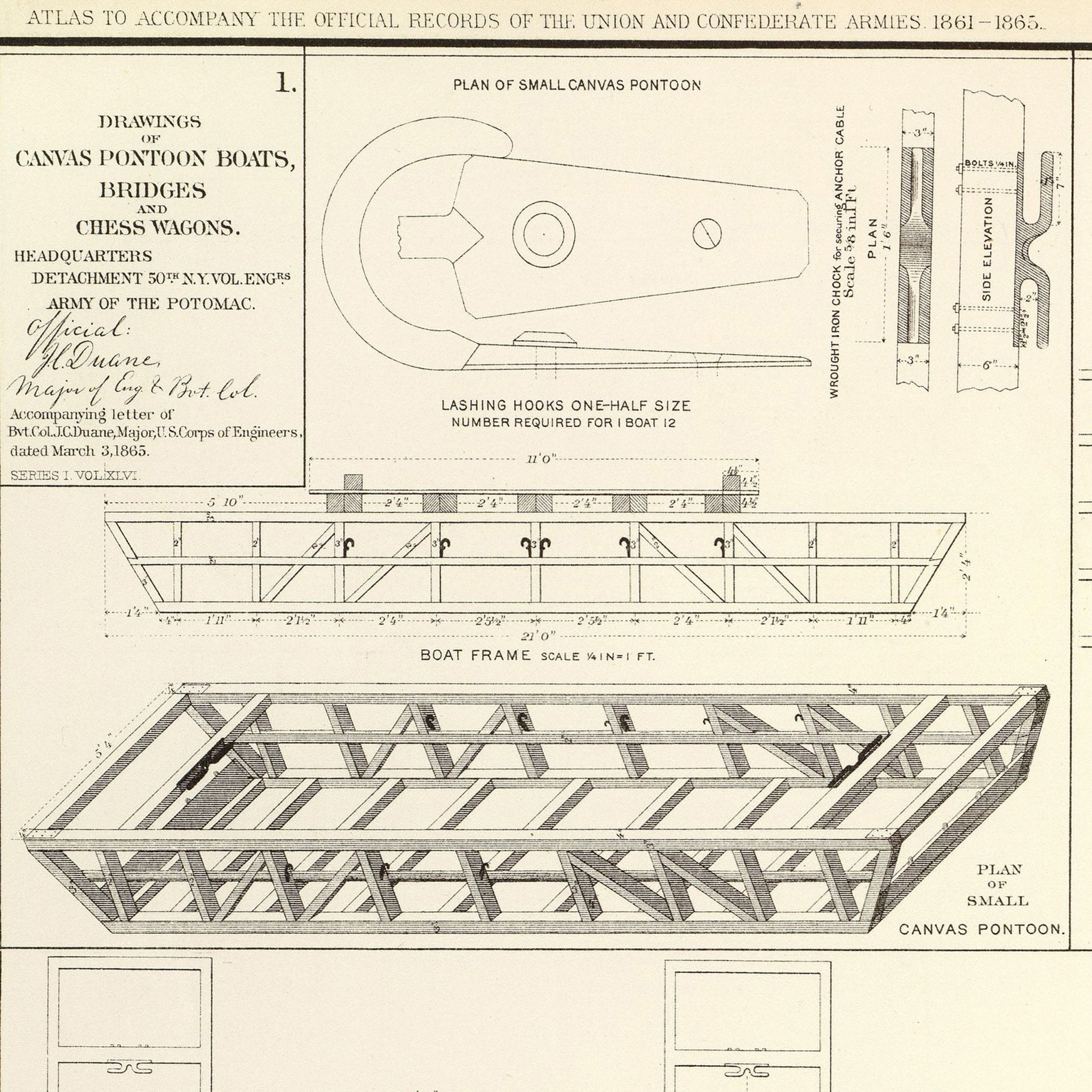 Drawings of Boats, Bridges, Wagons and Projectiles - Muir Way - Vintage Map