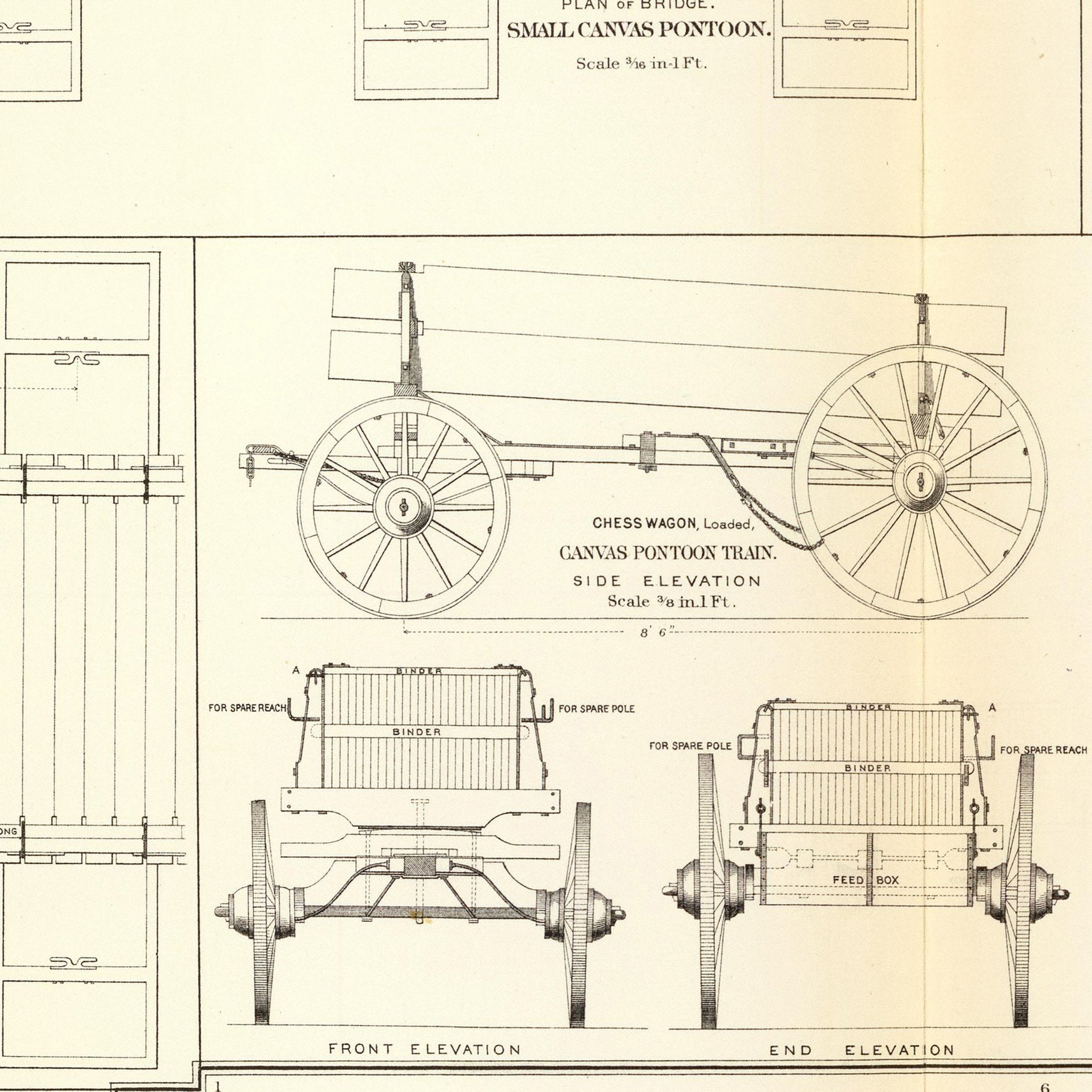 Drawings of Boats, Bridges, Wagons and Projectiles - Muir Way - Vintage Map