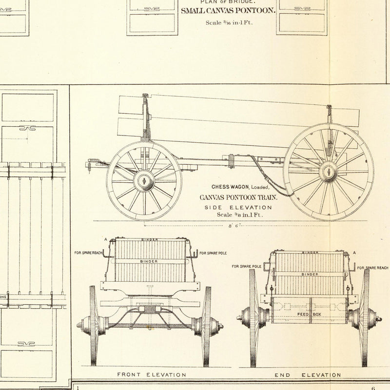 Drawings of Boats, Bridges, Wagons and Projectiles - Muir Way - Vintage Map
